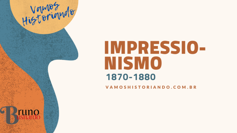 Capa do post sobre Impressionismo (1870-1880) contendo o título da aula e arte gráfica explicativa.